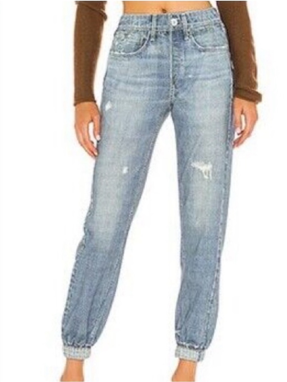 rag & bone Light Wash Distressed Denim Jogger Jeans